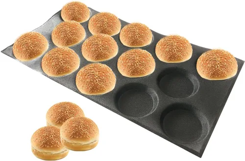 Miniatura 11 de Bluedrop Moldes perforados de la panadería de la forma redonda de la bandeja del pan de la forma del pan del bollo del silicón