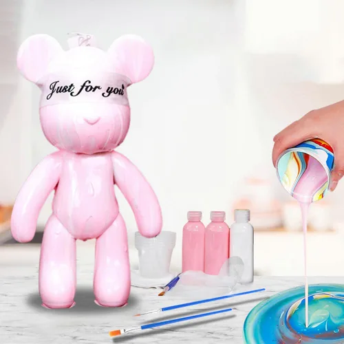 Miniatura 9 de HANDA - Juego de pintura de oso de peluche fluido para bricolaje, decoración creativa para el hogar, figura de muñeca hecha a mano, juguetes