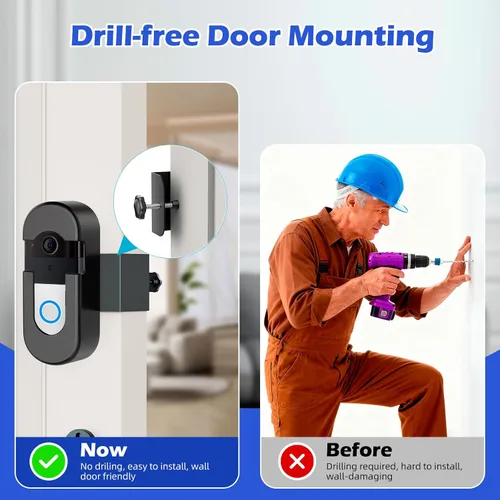 Miniatura 5 de Soporte Antirrobo para Timbre de Video Ring, Compatible con Timbre de Video, Soporte de Montaje Ajustable Sin Taladro para Timbres Inalámbricos