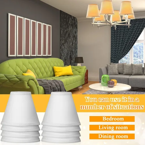 Miniatura 7 de Macarrie - Juego de 10 pantallas pequeñas para lámpara en forma de barril, cubierta de tela para lámpara de mesa, de pie, de pared, clip-on, 3" x 6