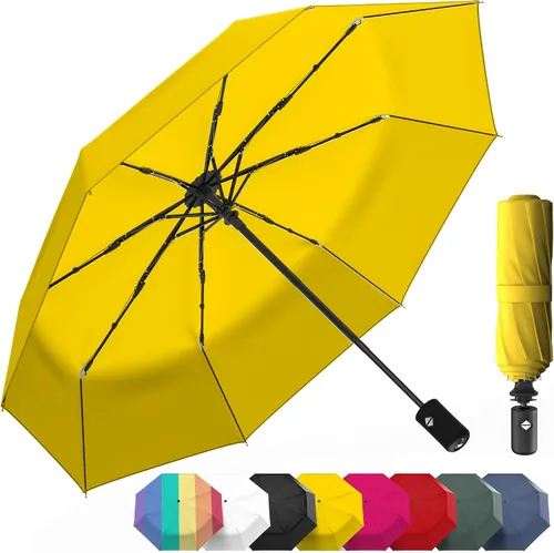 Miniatura 10 de Rain-Mate Paraguas compactos resistentes al viento para la lluvia, diseño de costilla de fibra de vidrio reforzada fuerte y apertura y cierre