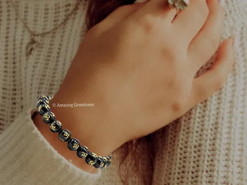 Miniatura 455 de Amazing Gemstone Pulsera de cristal para mujeres y hombres, pulsera de cristal curativo de protección, pulsera elástica con cuentas de piedras