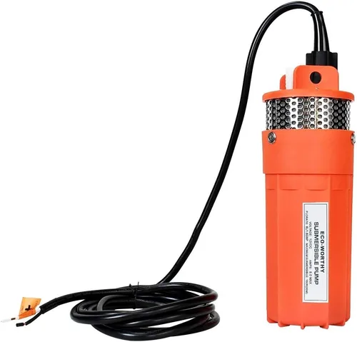 ECO-WORTHY Bomba de agua sumergible de pozo de 12 V CC con cable de 10 pies, flujo de agua de 1.6 GPM, elevación máxima de 100 pies/30m, bomba de