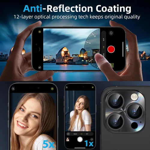 Miniatura 4 de YWXTW Protector de lente de cámara para iPhone 15 Pro Max/iPhone 15 Pro, [gradiente láser de litografía] [fortalecimiento 5X] Protector de pantalla