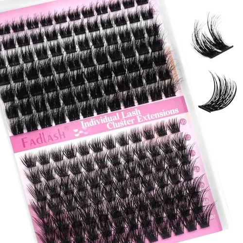 Miniatura 62 de FADLASH Extensiones de pestañas en racimo de pestañas de 0.35-0.70 pulgadas, para colocar en casa, rizado D, pestañas individuales en casa