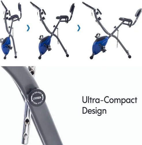 Miniatura 3 de Merax Bicicleta estática plegable para interiores, vertical, reclinada, para fitness, bicicleta magnética con resistencia ajustable de 16 niveles