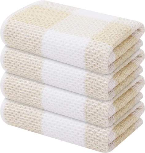 Miniatura 35 de Mordimy Toallas de cocina 100% algodón con tejido de gofre, 13 x 28 pulgadas, paños de cocina súper suaves y absorbentes para secar platos, paquete