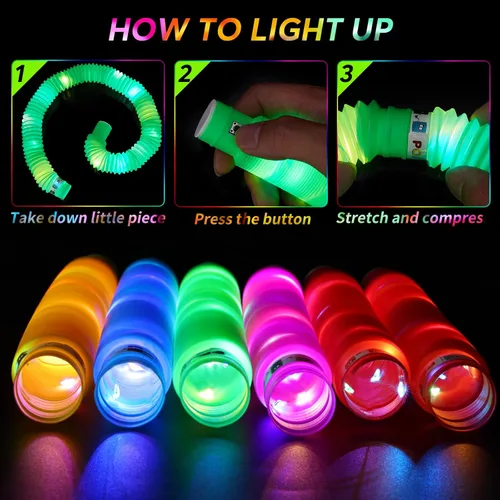Miniatura 5 de 24 tubos LED para estallar, tubos luminosos que brillan en la oscuridad, suministros de fiesta que brillan en la oscuridad, juguetes sensoriales