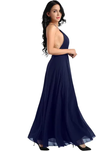Miniatura 4 de YiZYiF - Vestido de fiesta de gasa para mujer sin espalda