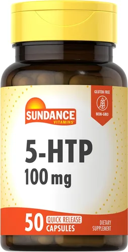 Sundance 5-HTP 100mg | 50 cápsulas | 5 hidroxtriptófano | Suplemento sin OMG y sin gluten