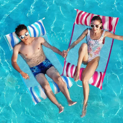 Miniatura 7 de Jasonwell Flotadores inflables para piscina para adultos, hamaca de tela para piscina, hamaca de agua, lago, playa, tumbona flotante, piscina