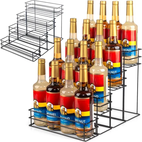Miniatura 14 de kimilus Estante para Jarabe de Café para Accesorios de Bar de Café, se adapta a jarabe Torani y Monin, Organizador de Bar de Café con capacidad