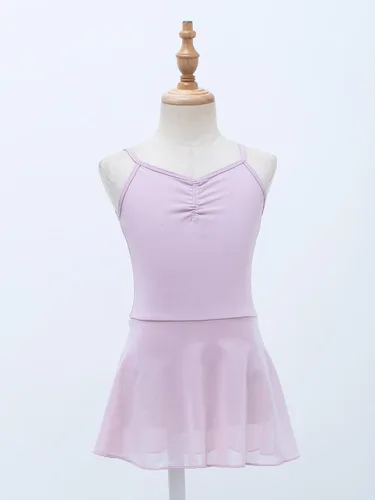 Miniatura 5 de Camisola con tirantes cruzados en la espalda para niñas, leotardo, vestido de ballet, trajes de bailarina para niños pequeños