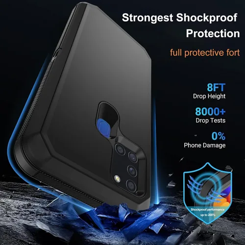 Miniatura 2 de Funda para Galaxy A21s versión de EE. UU., carcasa de cuerpo completo A21s con protector de pantalla integrado, funda de protección híbrida de tres