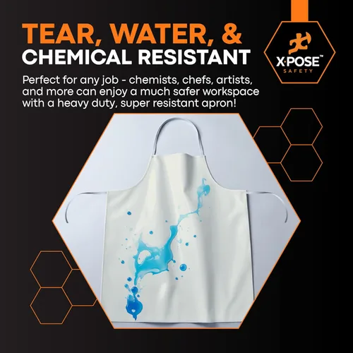 Miniatura 5 de Xpose Safety Heavy Duty Vinyl Waterproof Aprons, White - For Home, Industrial and Commercial Use - Chemical Resistant Blanco