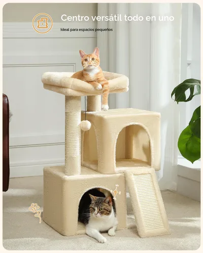 Miniatura 4 de PAWZ Road Árbol para gatos, torre para gatos de 30 pulgadas con condominios dobles para gatos de interior, casa de felpa para gatos con percha