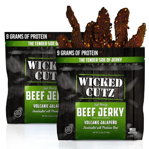 Miniatura 12 de Wicked Cutz BBQ Mesquite Beef Jerky, 21g de proteína por bolsa, alternativa tierna y fácil de masticar a los palitos de carne, bocadillos carnívoros