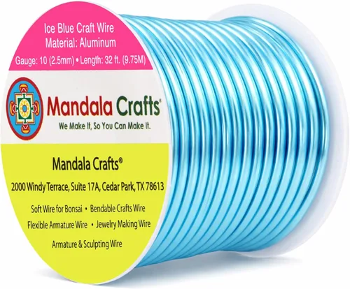 Miniatura 129 de Mandala Crafts - Alambre de aluminio anodizado de 8 calibre para hacer joyas - 9.75 m de alambre flexible negro colorido - Flexible para bonsái