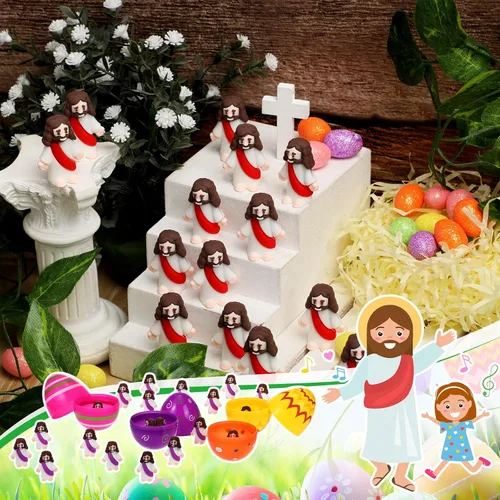 Miniatura 3 de Sumind 50 Piezas Figuras Pequeñas de Jesús de Navidad Mini Figuras de Jesús de Bolsillo a Granel Diseño Original para Navidad Juego de Escondite