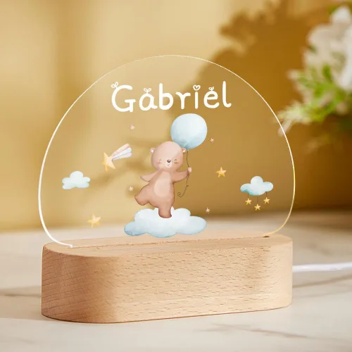 Miniatura 13 de VEELU Regalos personalizados para niños, luz nocturna con nombre personalizado con lindos animales, lámpara LED acrílica para bebé, regalo