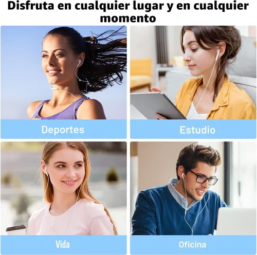 Miniatura 7 de [Certificado MFi de Apple] Auriculares USB C para iPhone 17 16, paquete de 2 auriculares con cable USB C con control remoto integrado para controlar