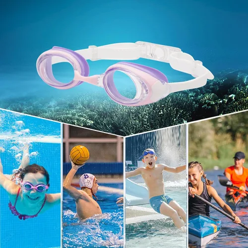 Miniatura 3 de Gafas de natación miopes para niños -2.0D a -5.0D, gafas de natación antiempañamiento miopes sin fugas, aptas para 4 a 14 años Púrpura