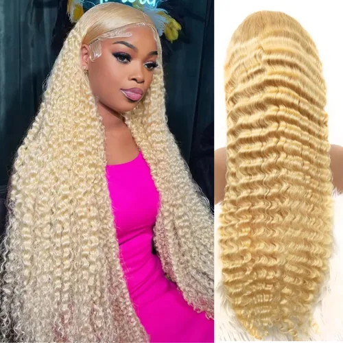 Miniatura 9 de Pelucas de cabello humano rubio ceniza de 26 pulgadas con raíces castañas ombré, color rubio ceniza, ondulado, 13 x 6, peluca de cabello humano