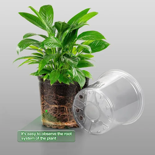 Miniatura 4 de OUPSAUI Paquete de 36 macetas transparentes de vivero de 7/6/5/3.5 pulgadas con drenaje, macetas transparentes para plantas, maceta de plástico