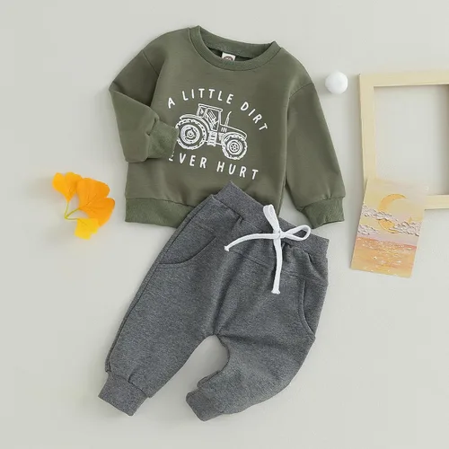 Miniatura 91 de BemeyourBBs Conjunto divertido de sudadera y pantalones de manga larga con letras divertidas para bebé niño y niño