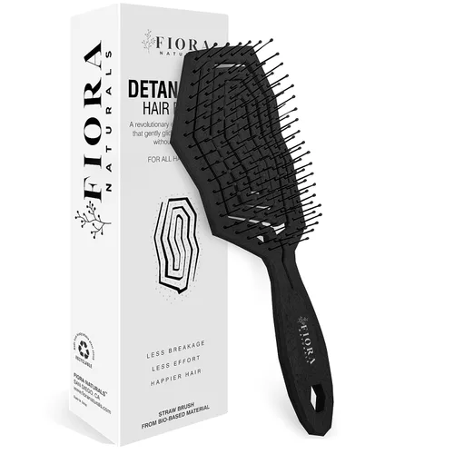 Miniatura 9 de Fiora Naturals Juego de cepillo desenredante bio-amigable, cepillo redondo y peine para mujeres - Todos los tipos de cabello: natural, fino y rizado