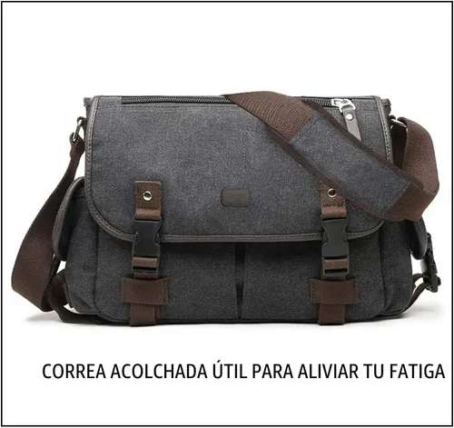 Miniatura 3 de [Actualizado] Bolso mensajero de lona vintage de 13, 15.6 y 17 pulgadas, bolso de hombro grande para computadora portátil, para mujeres y hombres