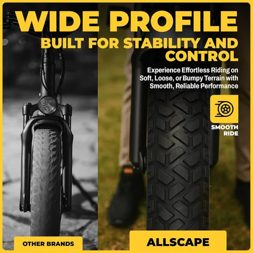 Miniatura 3 de HEB ALLSCAPE 20x4.0 26x4.0 24x4.0 20x3 inch E-Bike Fat Tire, Performance Puncture Resistant Heavy Duty for MTB, All Terrain Tread for Street and