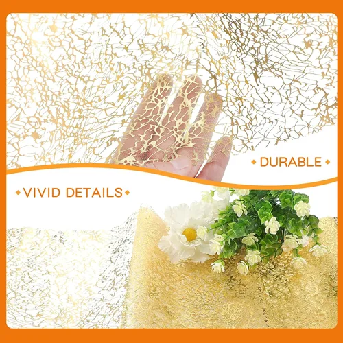 Miniatura 3 de Tatuo 3 piezas de camino de mesa dorado con brillo metálico, camino de mesa metálico con brillo con rollo rectangular de poliéster para decoración