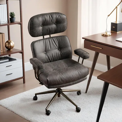 Miniatura 28 de HOOOWOOO Silla de Oficina Ergonómica, Silla de Escritorio Moderna de Computadora de Media Siglo, Silla Ejecutiva Cómoda con Asiento Extra Ancho