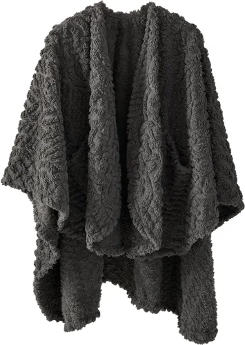 Miniatura 8 de Royoliving Manta de forro polar sherpa portátil con bolsillos para adultos, manta de franela ultra suave y mullida (negra, 58" x 64")