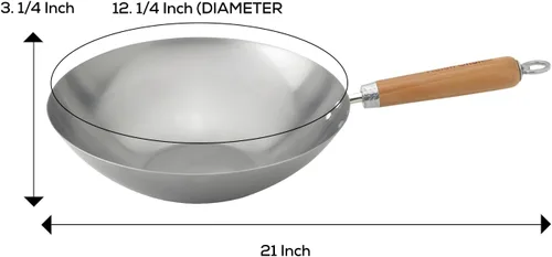 Miniatura 2 de Helen's Asian Kitchen, sartén wok de acero al carbono para saltear y freír, 12 pulgadas
