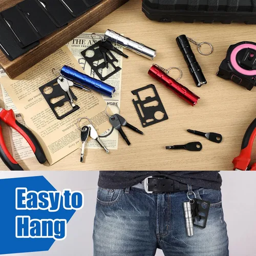 Miniatura 5 de Glooglitter 24 piezas de regalos pequeños para hombres, juego de mini destornillador, linterna, llavero, juego de multiherramientas para empleados