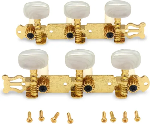 Miniatura 11 de 3 clavijas de afinación para guitarra chapadas en oro, llaves de afinación, afinadores de un solo agujero para guitarra clásica 3L 3R.