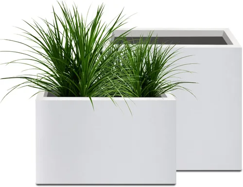 Miniatura 31 de Kante Macetero rectangular de hormigón de 23.2 pulgadas de largo, macetas grandes para interiores y exteriores con orificio de drenaje y tapón