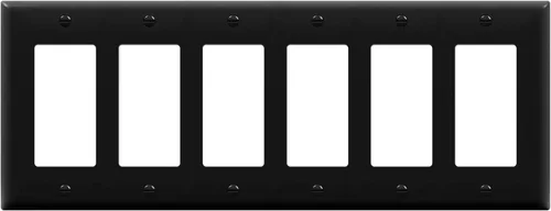 ENERLITES Placa de pared decorativa para interruptor de luz o receptáculo, tamaño 6-Gang 4.50" x 11.81" pulgadas, policarbonato termoplástico, Negro