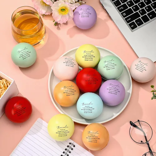 Miniatura 7 de Leitee 21 bolas motivacionales para el estrés, regalo de salud mental, bolas inspiradoras para aliviar el estrés con citas de aliento para terapia