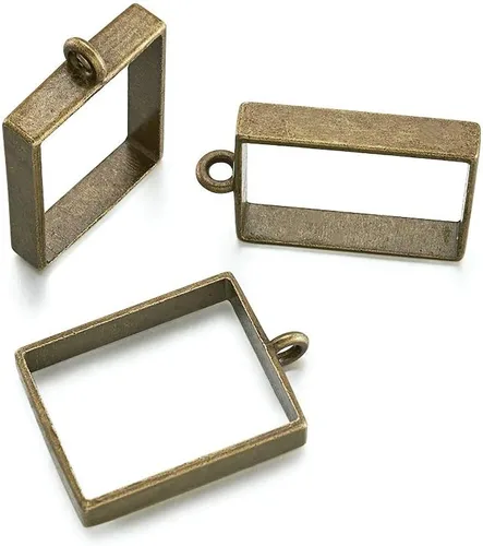 Miniatura 3 de Dijes de bisel con espalda abierta Bronce antiguo # Rectángulo