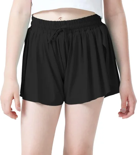 Miniatura 2 de Pantalones cortos fluidos con diseño de mariposa para niñas, pantalones cortos deportivos para niños pequeños y jóvenes con forro 2 en 1