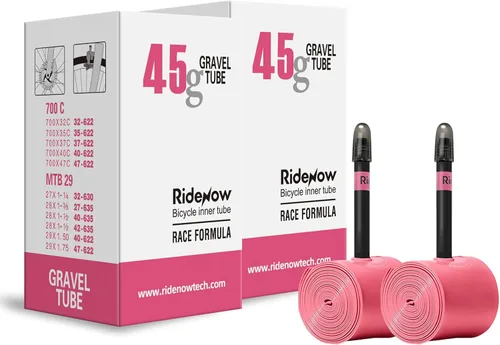2 Pack Ridenow TPU Inner Tube 700 x 18-32c/32-47c Super Light for Road Bike Gravel Tubes with 45mm/65mm/85mm Presta Valves (Include Repair Patch Kit)