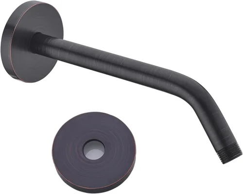 Miniatura 38 de Brazo de ducha de 16 pulgadas con brida, acero inoxidable negro mate de 90 grados, brazo de extensión de cabezal de ducha montado en la pared