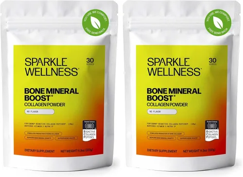 Miniatura 12 de Sparkle Wellness Bone Mineral Boost (naranja) [30 porciones] Suplemento de colágeno en polvo Péptidos de colágeno bioactivos FORTIBONE