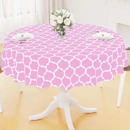 Miniatura 51 de Smiry Mantel redondo de plástico para mesa, mantel de vinilo impermeable con parte trasera de franela para mesas redondas, lavable y a prueba