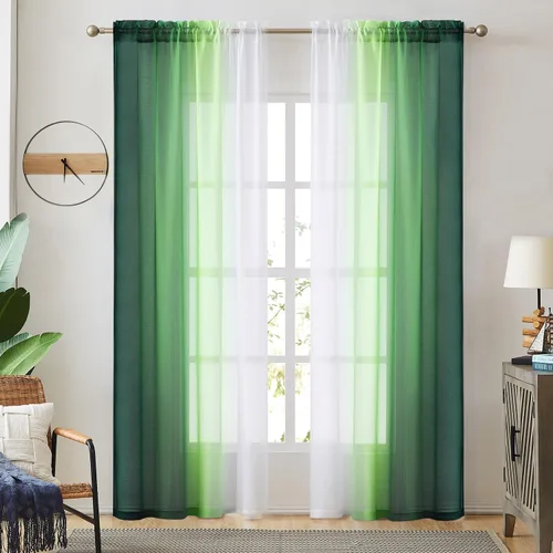 Miniatura 10 de Cortinas transparentes de lino sintético con degradado gris oscuro para dormitorio y sala de estar con bolsillo para barra, cortinas de gasa Gris