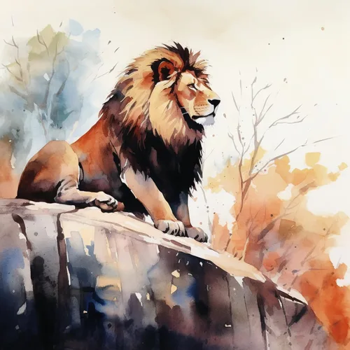SKMN Pintura por números para adultos, león animal acuarela, paisaje abstracto de bosque de montaña, kit de pintura al óleo con pinceles, lienzo y