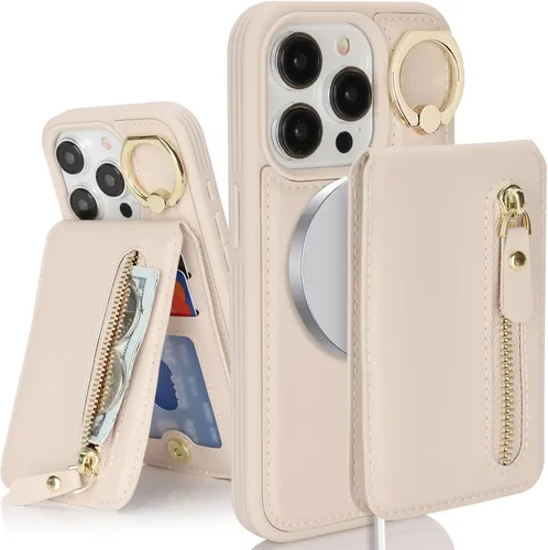 Miniatura 27 de para iPhone 14 Funda con soporte magnético Magsafe compatible, llavero de cuero PU plegable con soporte desmontable, funda tipo cartera 2-en-1